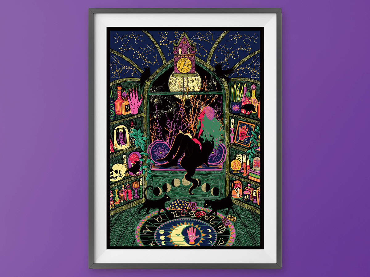 Stargazer Print - Zodiac - Astrologer Print - Halloween